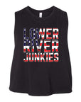 LRJ - USA Ladies Cropped Tank - Black