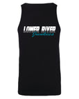 LRJ - Old School - Men's Premium Tank - Wht/Blue Logo - Black