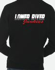 LRJ - Old School - Unisex Pullover Hoodie - Wht/Red Logo - Black