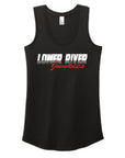 LRJ - Old School - Ladies Racerback Tank - Wht/Red Logo - Black