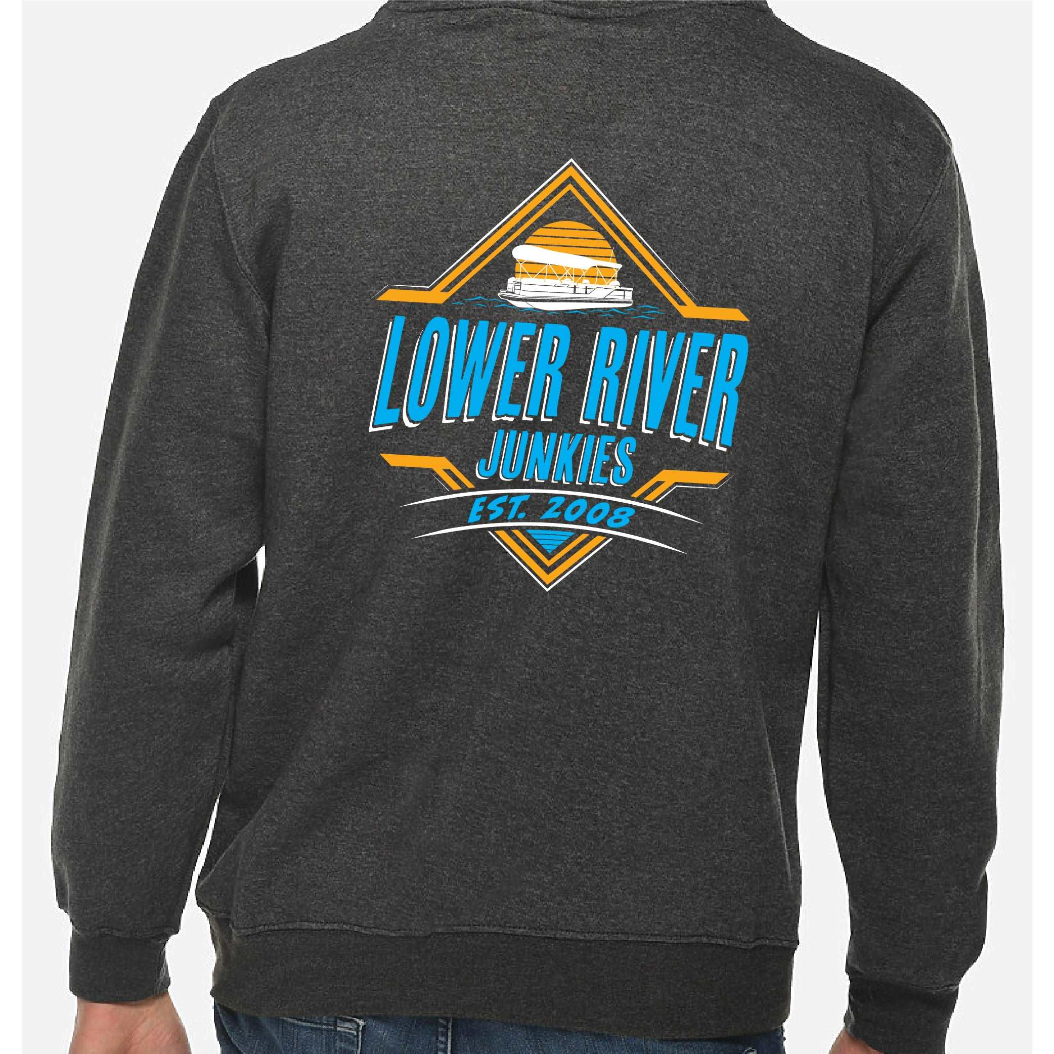 LRJ Boat Life Unisex Pullover Hoodie - Charcoal Heather/Orange