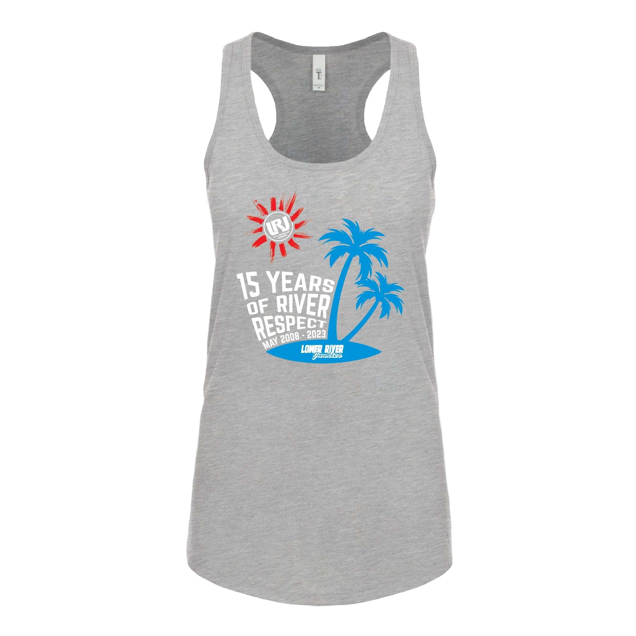 LRJ - 15 Year Anniversary Ladies Racerback Tank - Heather Grey