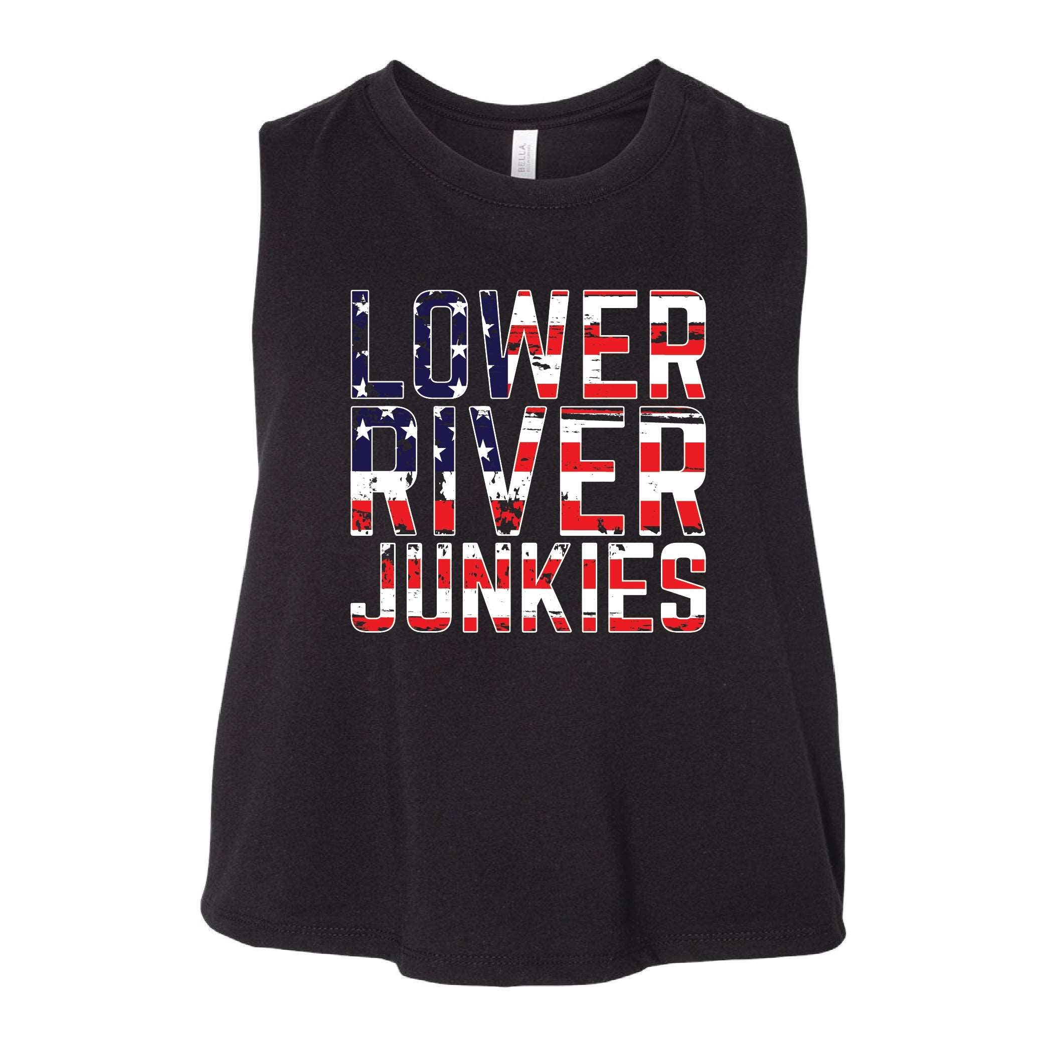 LRJ - USA Ladies Cropped Tank - Black