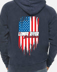 LRJ - America - Unisex Raglan Pullover Hoodie - Vintage Denim