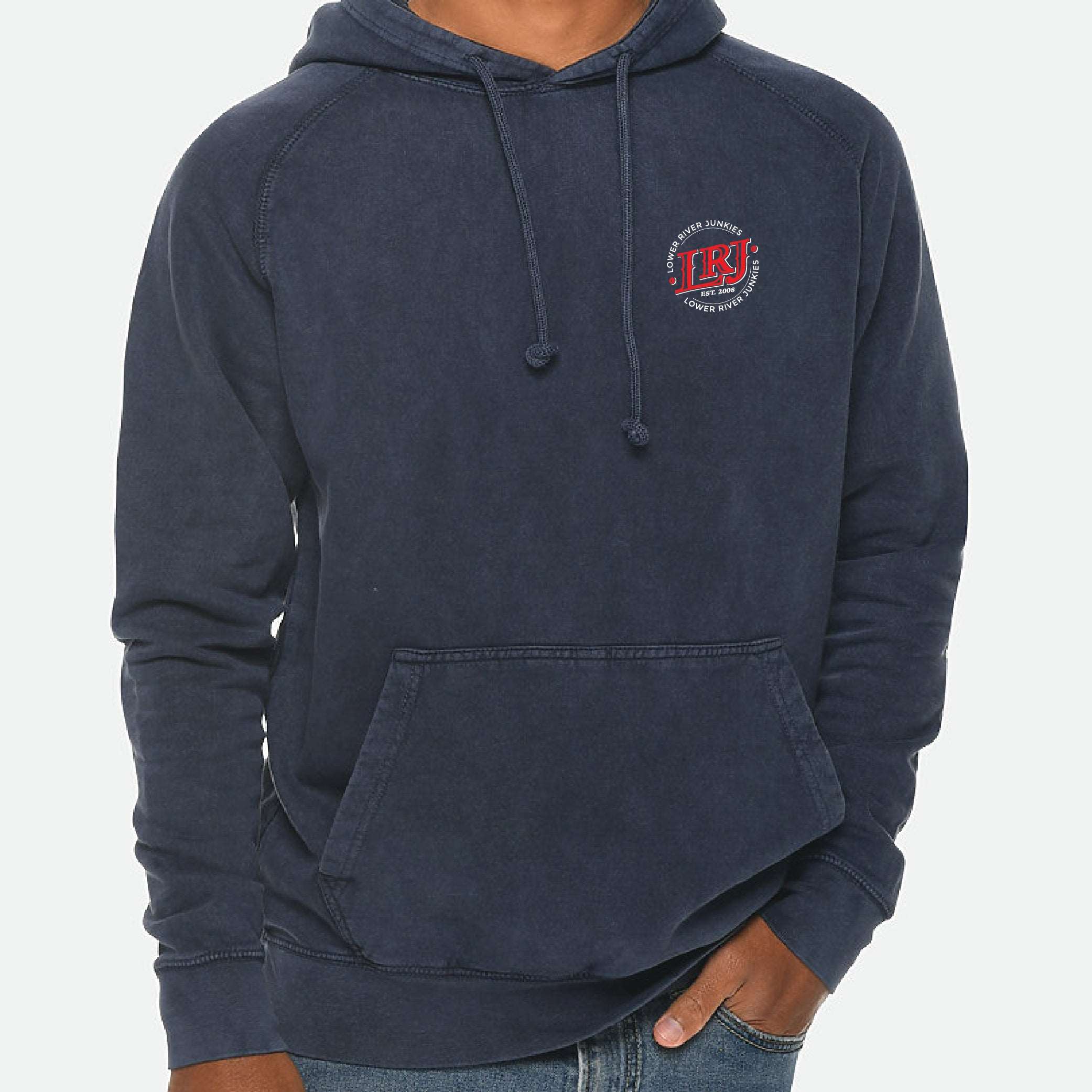 LRJ - America - Unisex Raglan Pullover Hoodie - Vintage Denim