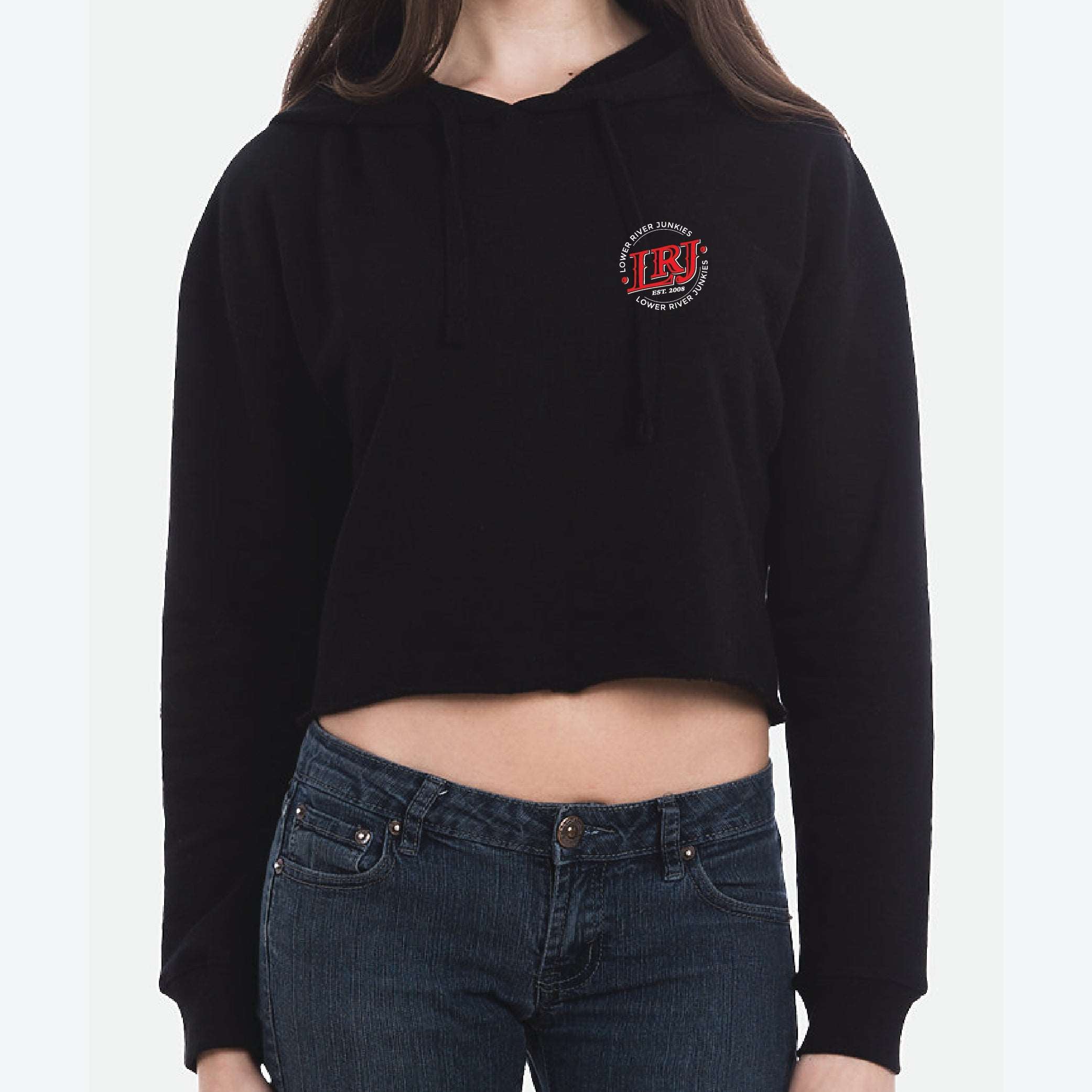 LRJ - America - Ladies Cropped Hoodie - Black