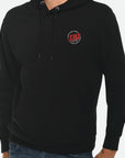 LRJ - Old School - Unisex Pullover Hoodie - Wht/Red Logo - Black