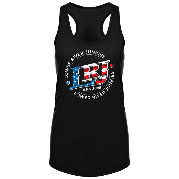 LRJ Flag Ladies Racerback Tank - Black