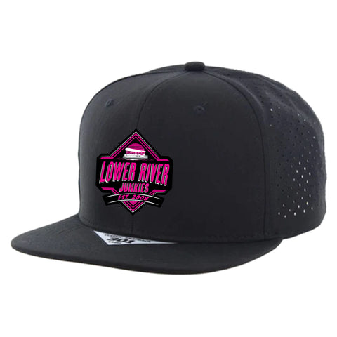 LRJ Boat Life - 6 Panel Hydro Moisture Wicking - Pink/Pink Patch - Flat Bill Hat
