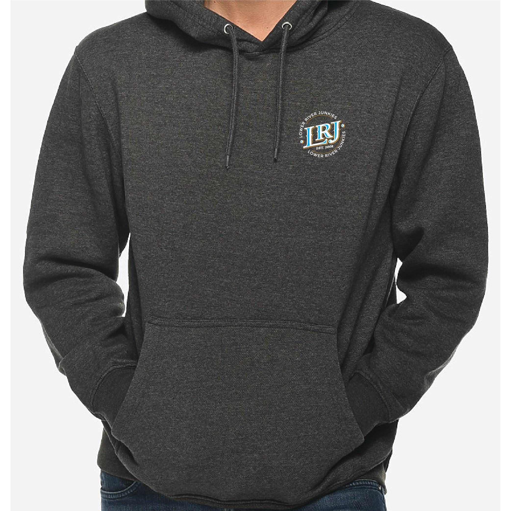 LRJ Boat Life Unisex Pullover Hoodie - Charcoal Heather/Orange